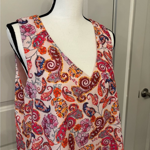 NWT St.Tropez colorful pink paisley patterned tank blouse size L - Picture 4 of 12